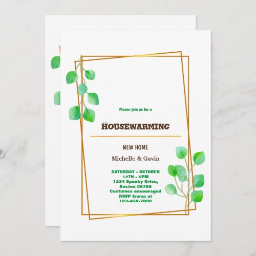 New home modern autumn fall housewarming party  in invitation