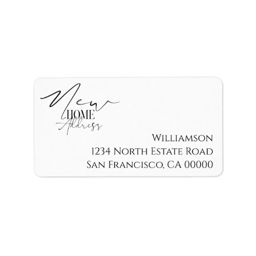 New Home Modern Black White New Address Label