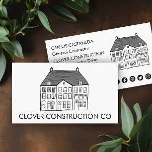 New Home Modern Construction Contractor Remodel Business Card