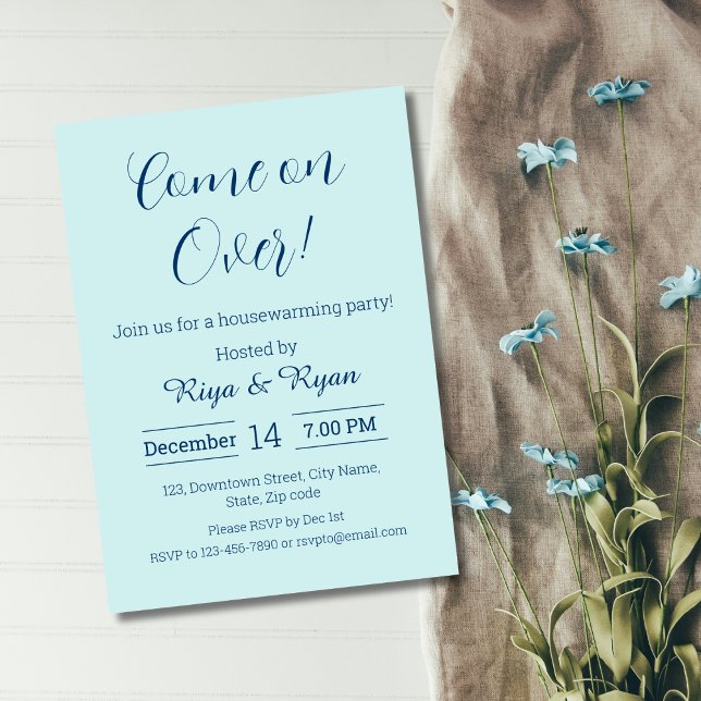 New Home Modern Elegant Aqua Housewarming Party  Invitation (blue elegant funny housewarming party invitation for new house moving announcement change of address)