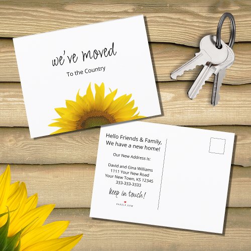 New Home Modern Sunflower Moving   Announcement Postcard