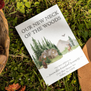 New Home Moving Announcement Cabin Lodge