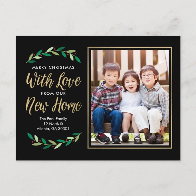 New Home Moving Announcement Holiday Postcard (Front)