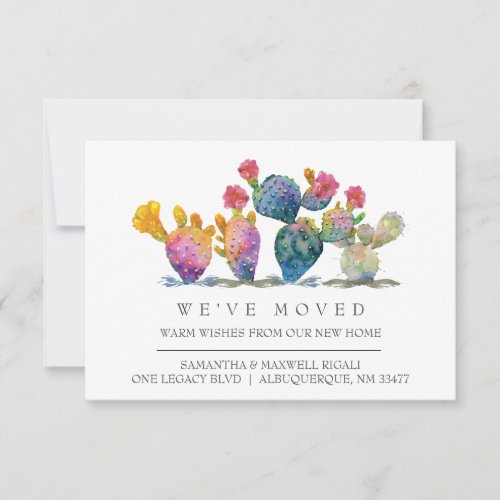 New Home Moving Announcement Watercolor Cactus