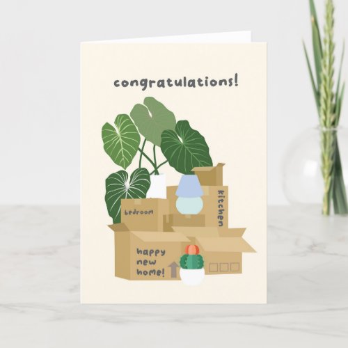 New Home Moving Boxes Congratulations Card