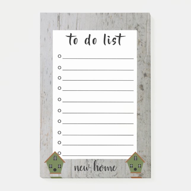 New Home moving driftwood birdhouse to do list Post-it Notes (Front)