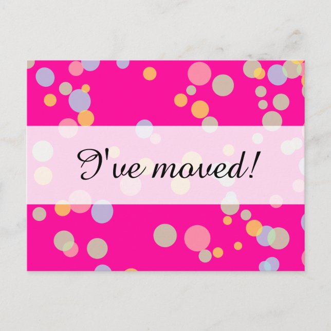 New home moving postcards | colorful confetti dots (Front)