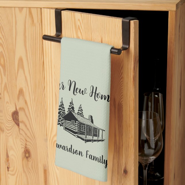 New Home moving to new house family name Kitchen Towel (Thirds Fold)