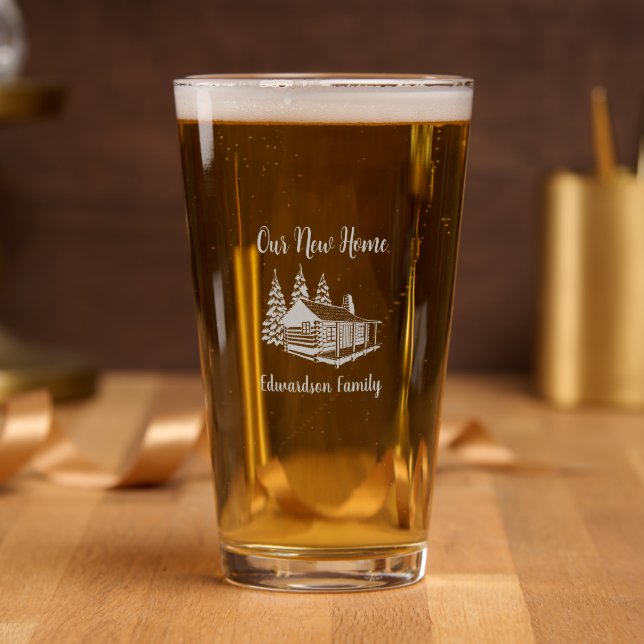 New Home moving to new house family name Pint Glass (Party)