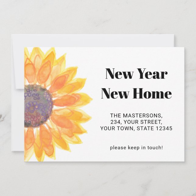 New Home New Year Sunflower  Announcement (Front)