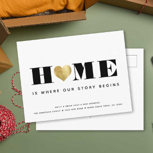 New Home Newlyweds Simple Modern Minimalist Moving Announcement Postcard