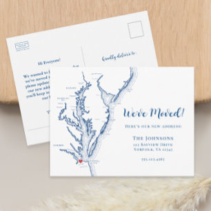 New Home Norfolk VA Map Moving Announcement Postcard
