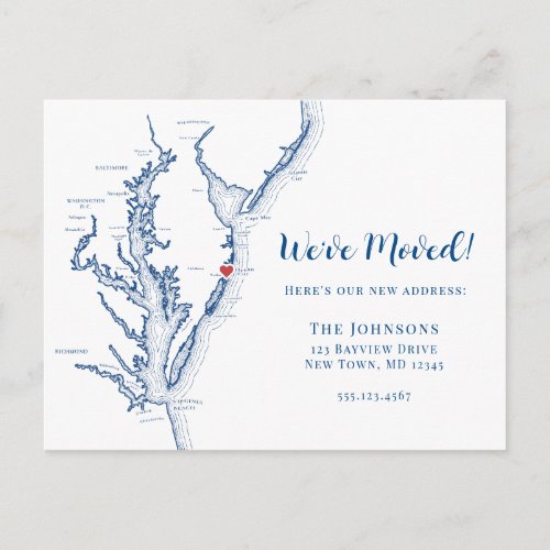 New Home Ocean City Maryland Map Moving Announcement Postcard