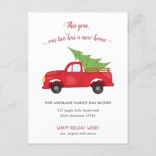 New Home Old Red Truck Weve Moved Christmas Photo Announcement Postcard