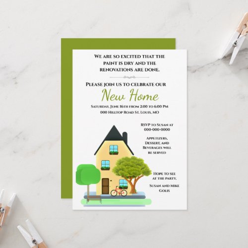 New Home Open House  Housewarming Party  Invitation