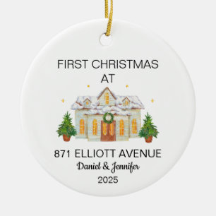 New Home Ornament, Personalized Housewarming Gift Ceramic Ornament