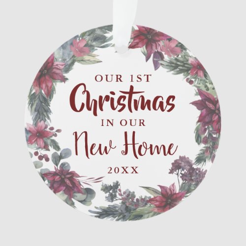 New Home Our First Christmas Floral Holiday Ornament