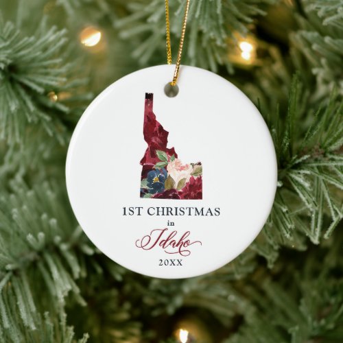 New Home Personalized 1st Christmas in Idaho State Ceramic Ornament
