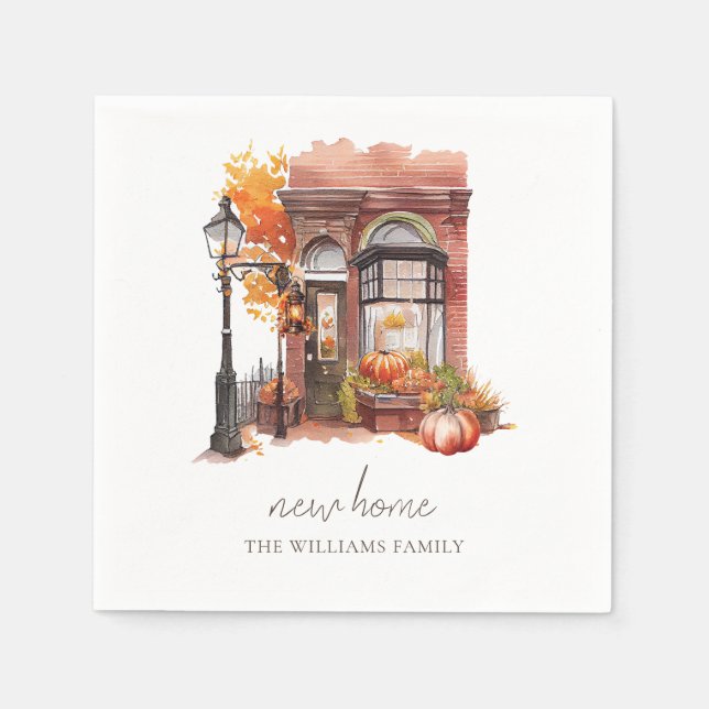 New Home Personalized Autumn Front Door Napkins (Front)