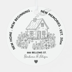 New Home Personalized Family Address & Year Metal Ornament