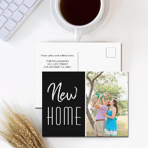 New Home Photo Chic Black Moving Announcement Postcard