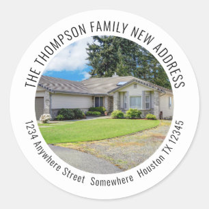 New Home Photo Name Return Name Address Classic Round Sticker