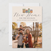 New Home Photocard With Drawing Of Buildings