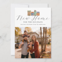New Home Photocard With Drawing Of Buildings
