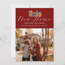 New Home Photocard With Drawing Of Buildings