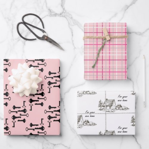 New Home Pink Assortment of Wrapping Paper Sheets
