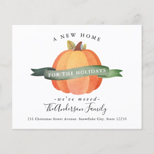 New Home Pumpkin Moved Holiday Moving Announcement