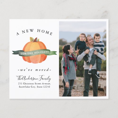 New Home Pumpkin Photo Holiday Moving Announcement