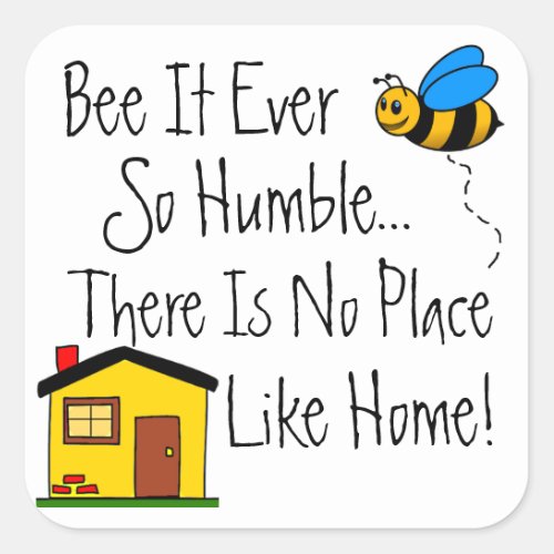New Home Real Estate Bee Square Sticker