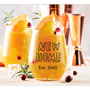 New Home Real Estate Closing Gift  Stemless Wine Glass