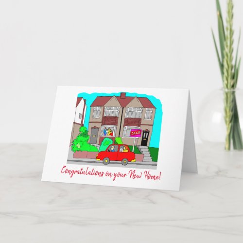 New Home Red Car Congratulations Card