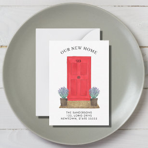 New Home Red Door Moving Announcement Mini Card