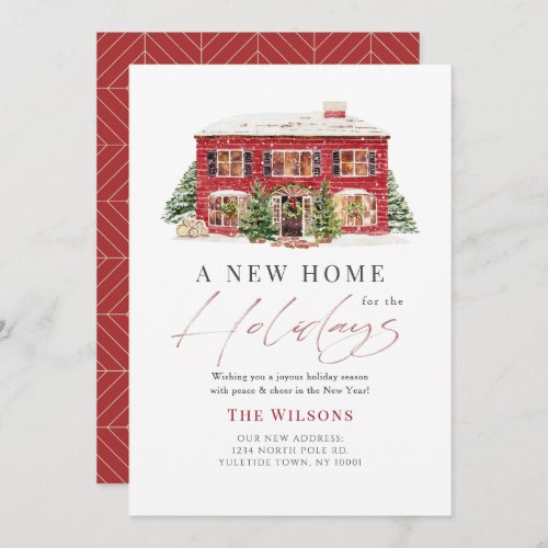 New Home Red House Christmas Holiday Card