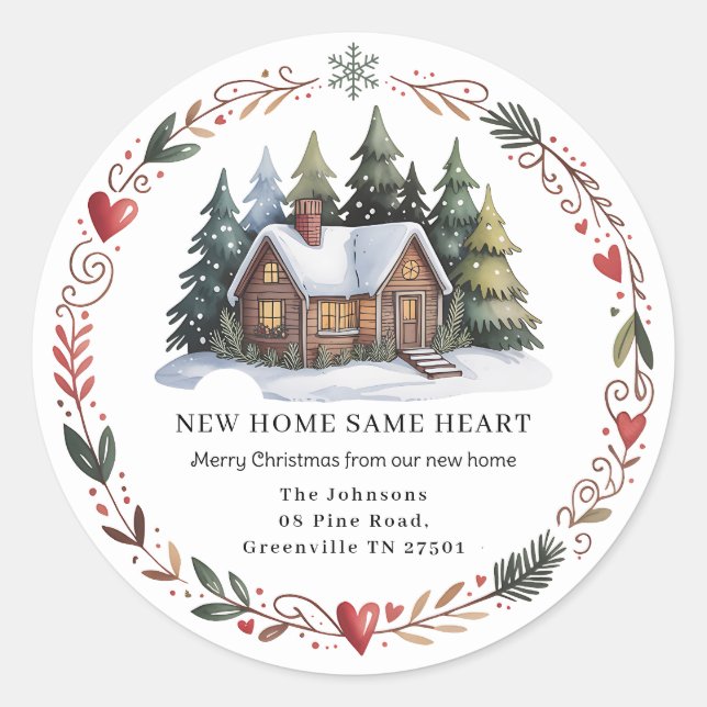 New Home Return Address Christmas Holiday Sticker (Front)