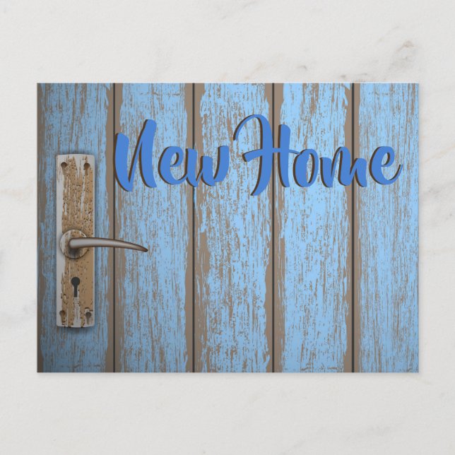 New Home Rustic Door Announcement Postcard (Front)