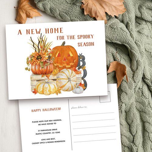 New Home Rustic Happy Halloween Moving Holiday Postcard