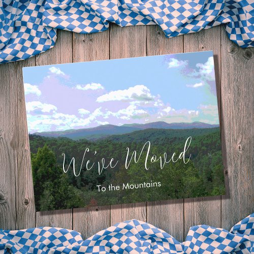 New Home Rustic Mountains Change of Address Announcement Postcard