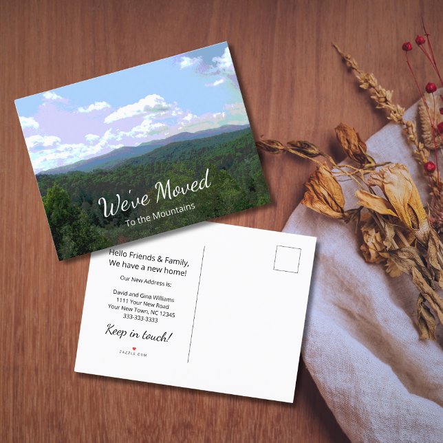 New Home Rustic Mountains Photo Change of Address Announcement Postcard (Creator Uploaded)