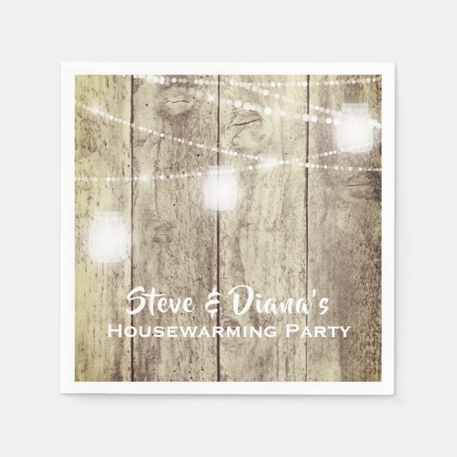 New Home Rustic Wood Custom Housewarming Party Napkins (Front)