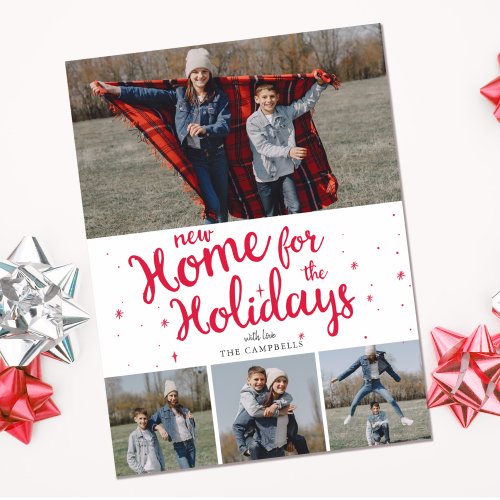New Home Script Weve Moved Holiday Moving Photo Postcard