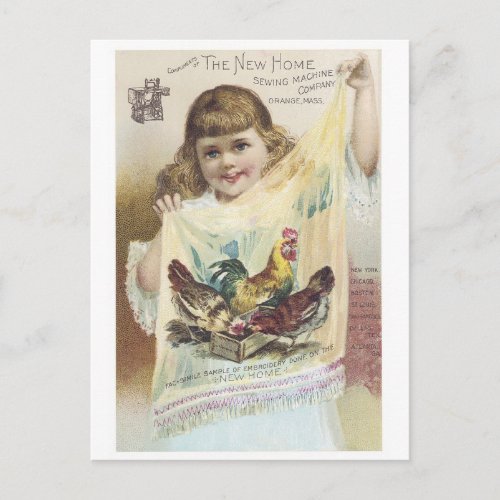New Home Sewing Machine Announcement Postcard