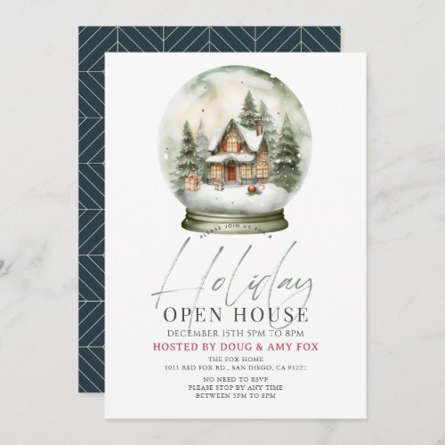New Home Snow Globe Christmas Holiday Open House Invitation