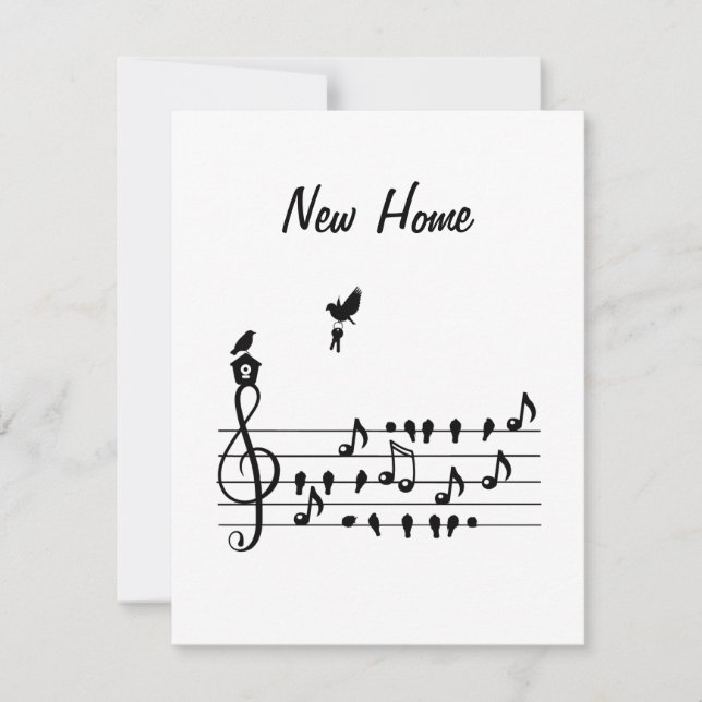 New home, song bird carrying key of new home  holiday card (Front)