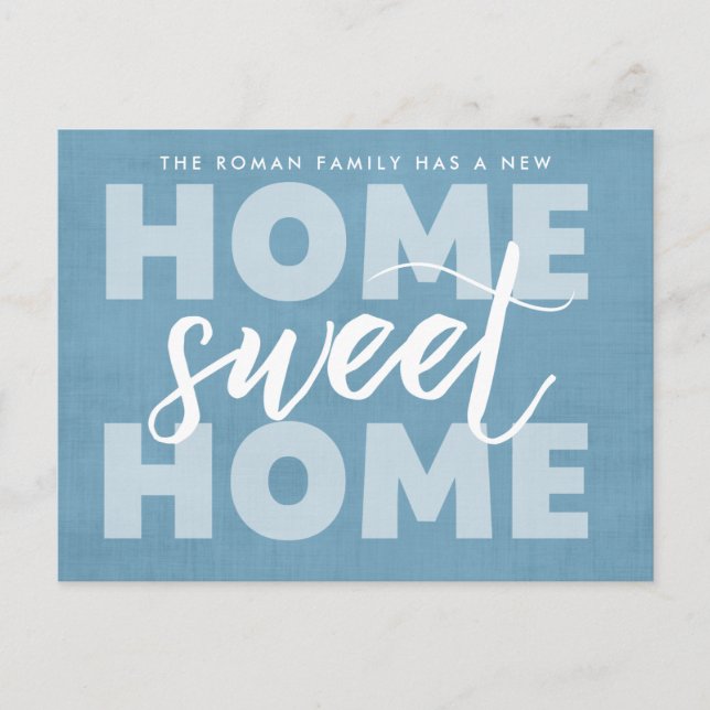 New Home Sweet Home Blue Moving Announcement Postcard (Front)