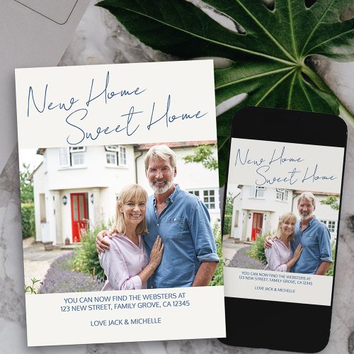 New Home Sweet Home Casual Script Photo Moving Announcement