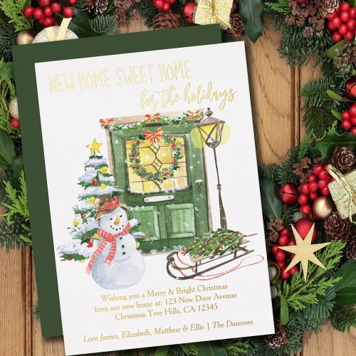 New Home Sweet Home Christmas Door Moving Foil Holiday Card